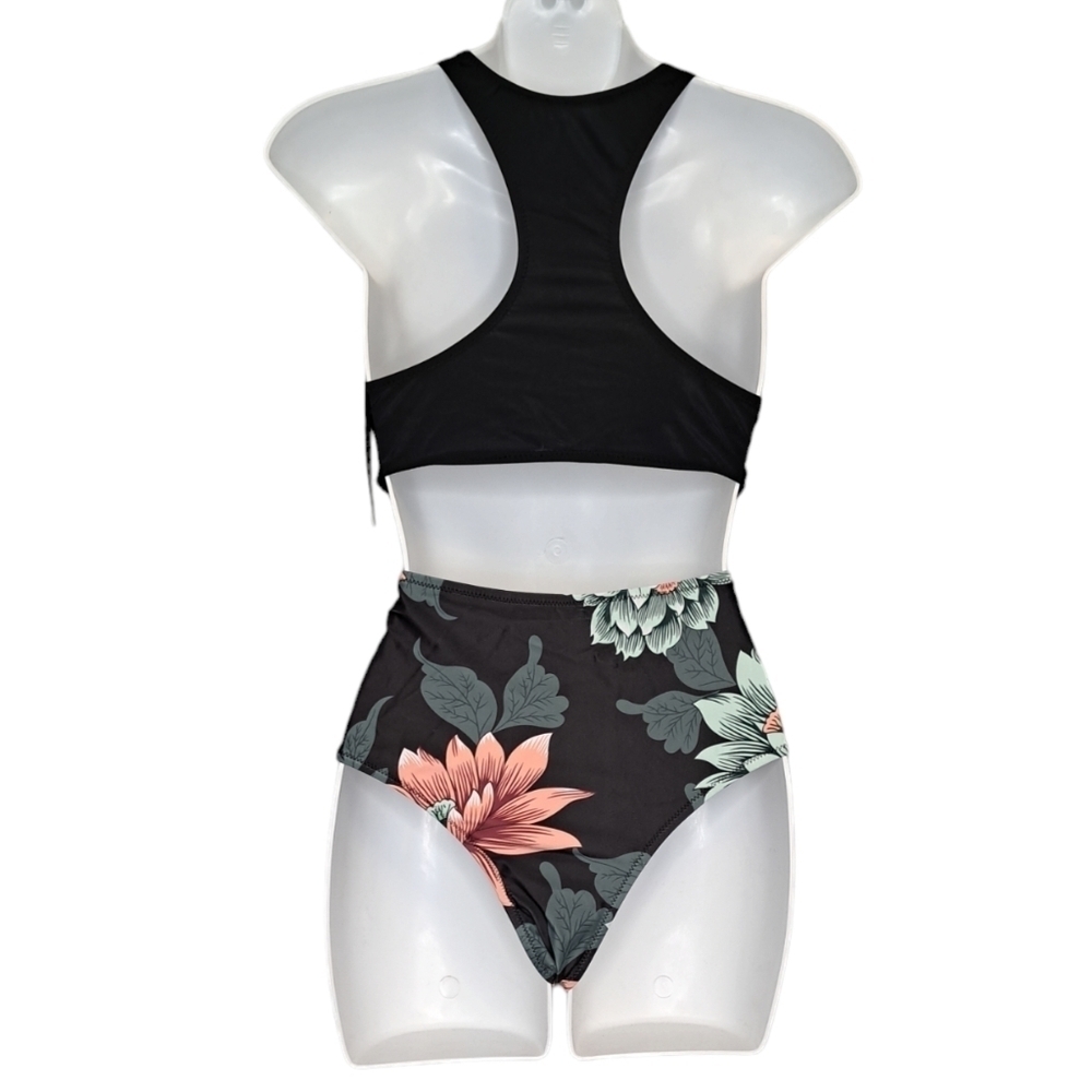 High Waisted Floral Bikini w Twist Knot Racerback Top • Sizes S & XL Avail • NWT - Picture 6 of 16